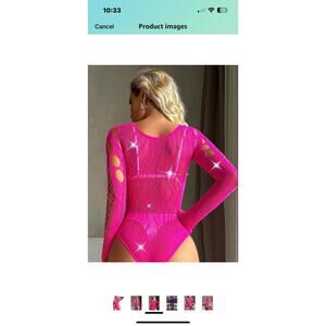Avidlove Women's Lingerie Rhinestone Fishnet Bodysuits